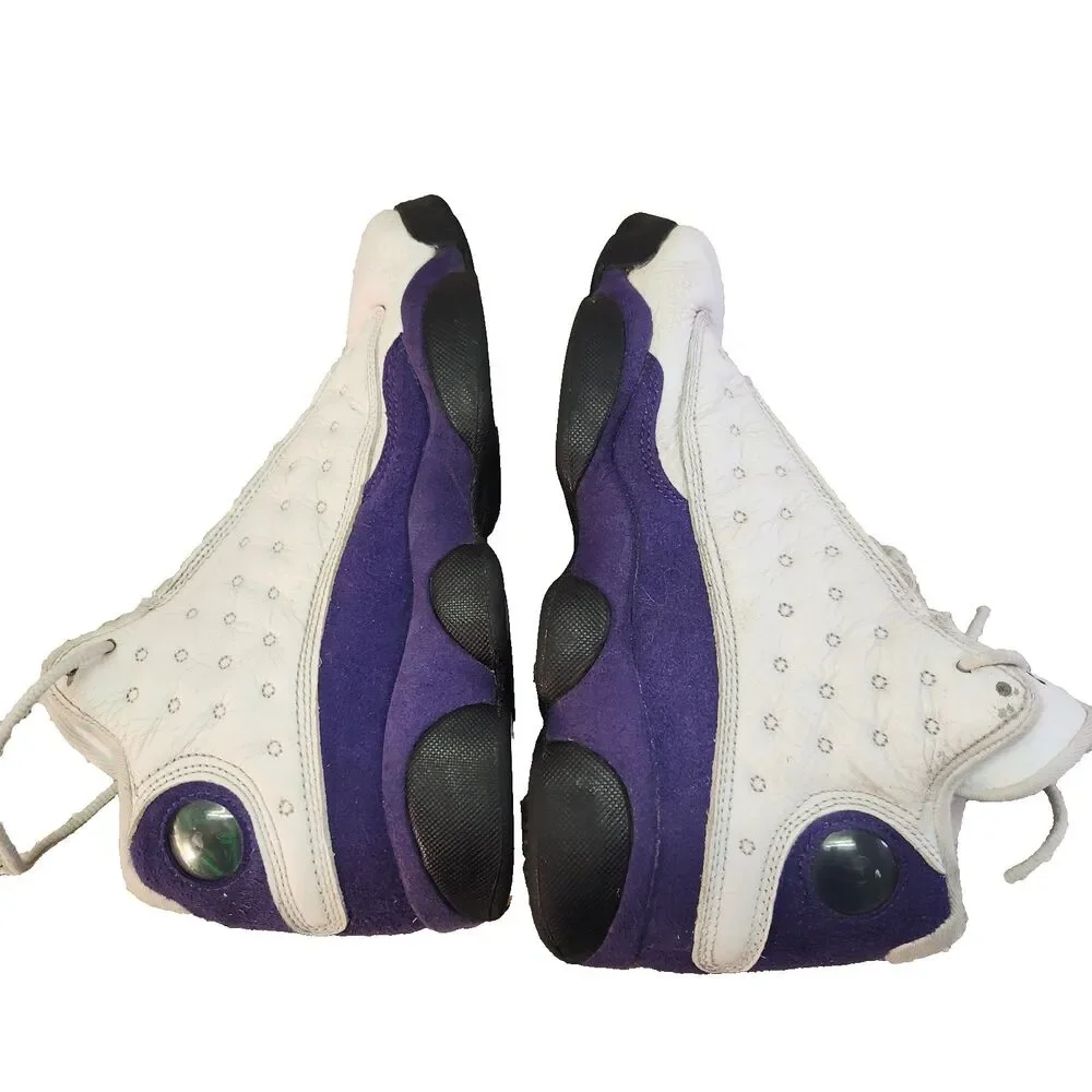 Nike Air Jordan 13 Retro Lakers GS Boys 6Y White Purple Leather Basketball Shoes